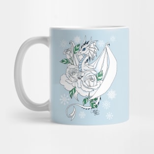 White Dragon and Snowflakes Mug